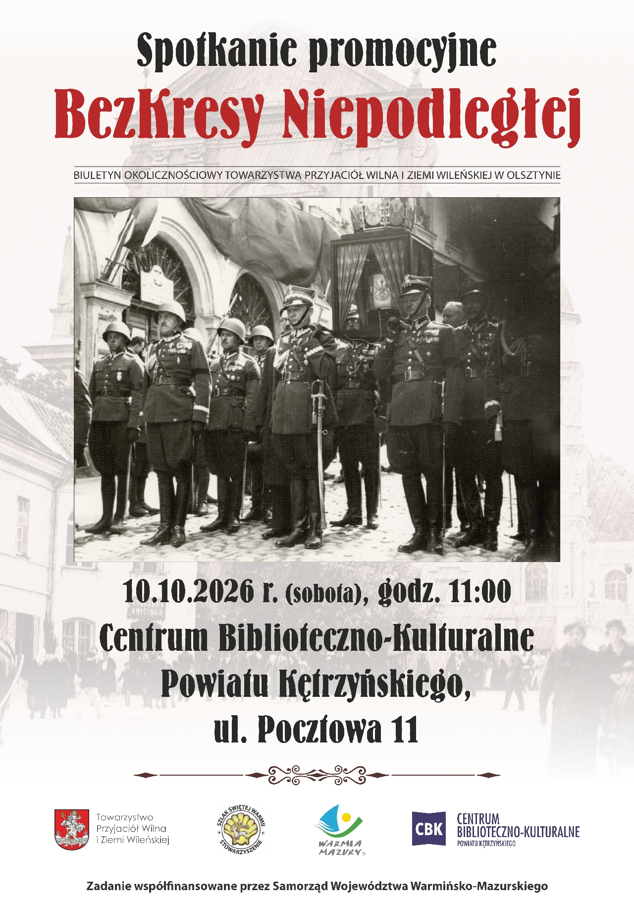 Centrum Biblioteczno – Kulturalne Powiatu Kętrzyńskiego zaprasza na spotkanie promocyjne